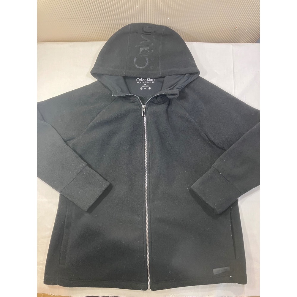 Calvin Klein Performance Black Fleece Zip Up‎ Hoodie Jacket Women's Plus Size 1X